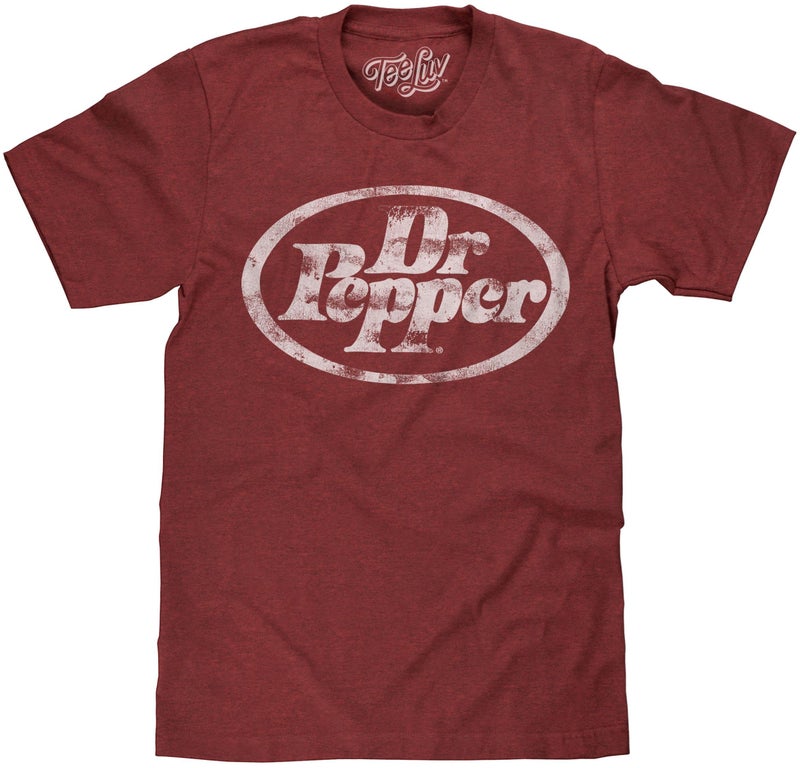 Tee Luv Men's Faded Dr Pepper Logo Shirt, XL, Brick Heather - Image 1